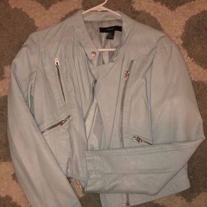 Baby Blue faux leather jacket